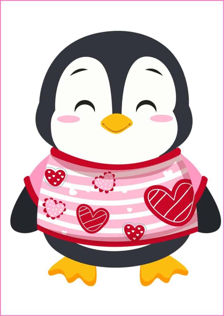 Valentine's Day Bingo - penguin card.