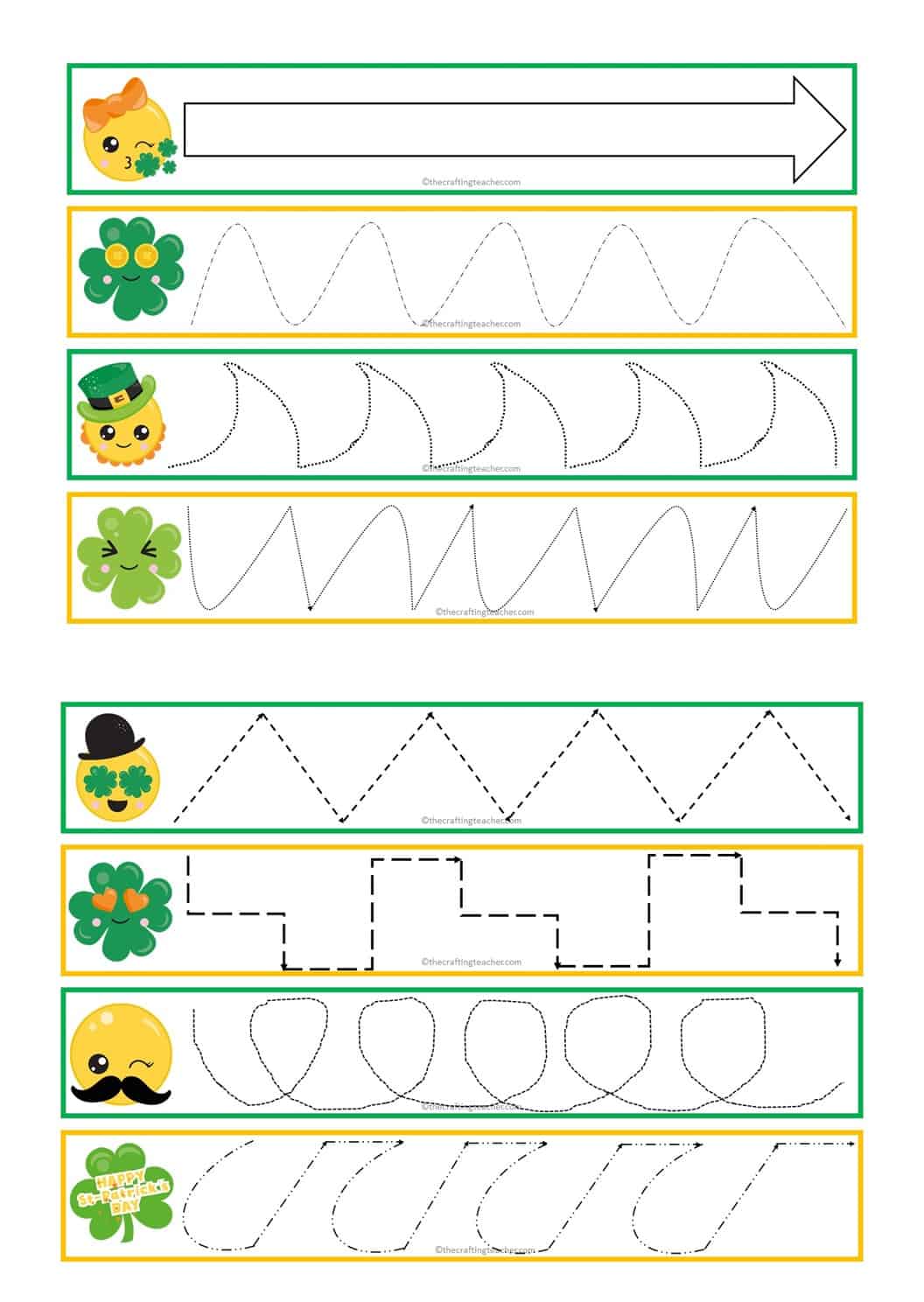 St. Patrick's Day Pre-Writing for Preschoolers - The Crafting Teacher