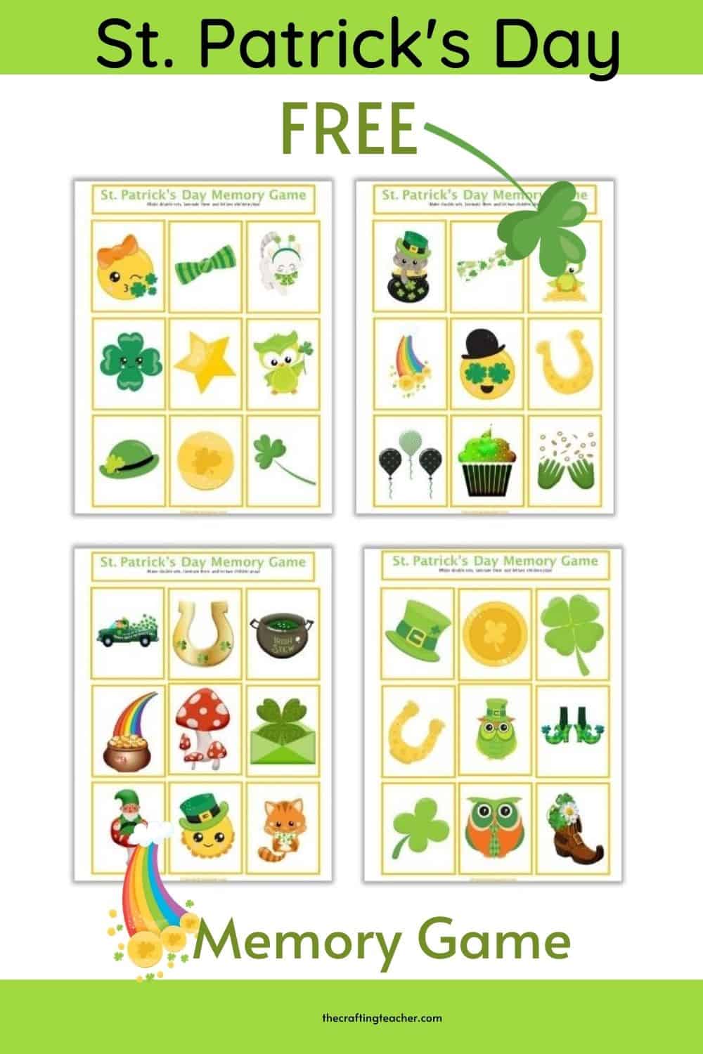 St. Patrick's Day Memory Game for Preschoolers - The Crafting Teacher