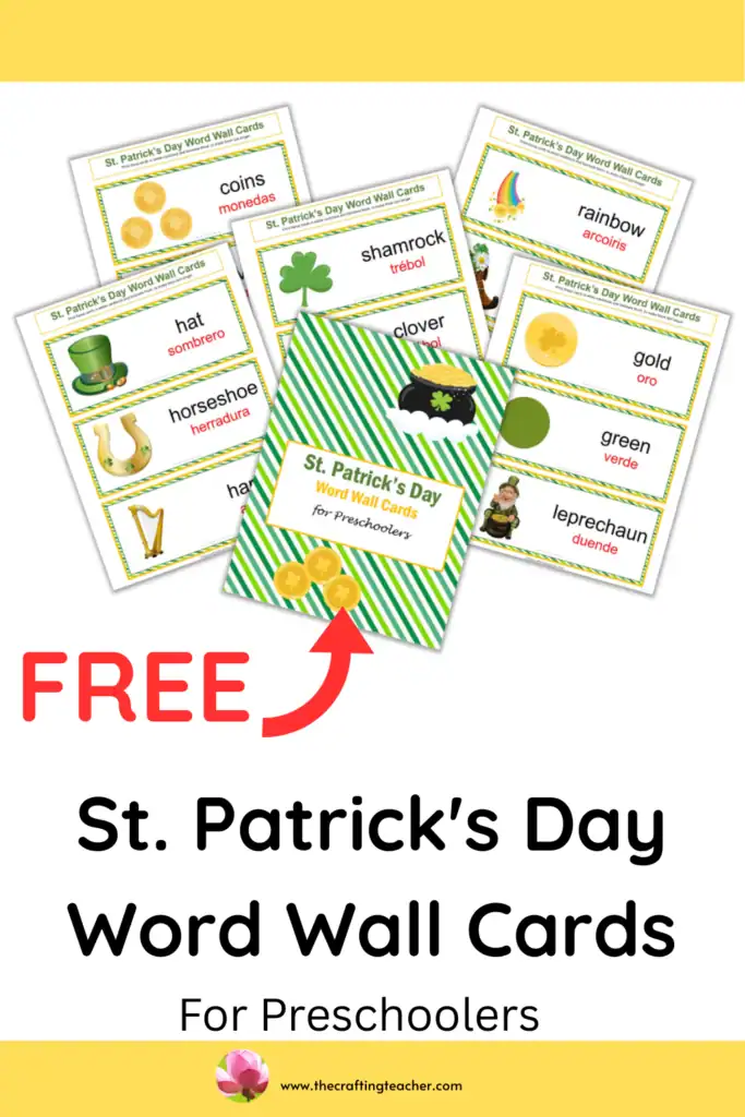 St. Patrick's Day Word Wall Cards for Preschoolers