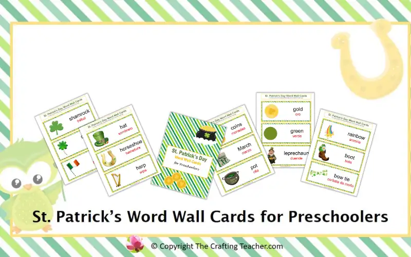 St. Patrick's Day Word Wall Cards for Preschoolers
