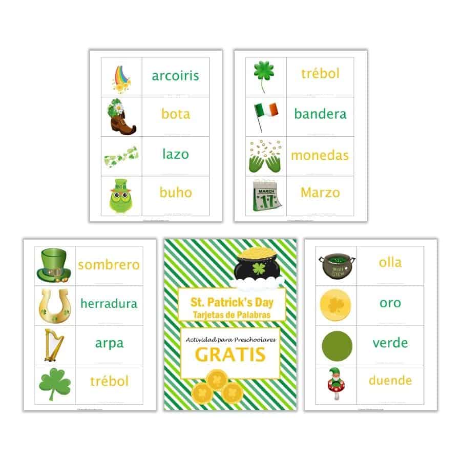 St. Patrick's Day Word Wall Cards mockup - Spanish version