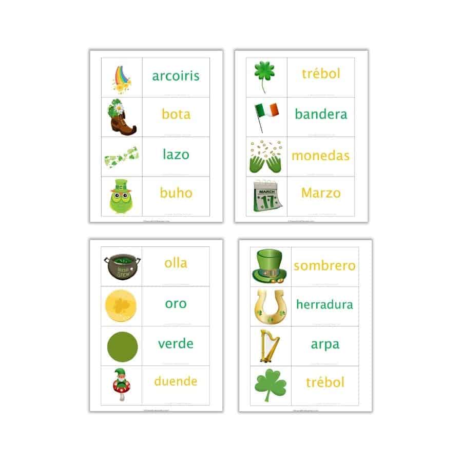 St. Patrick's Day Word Wall Cards - Spanish