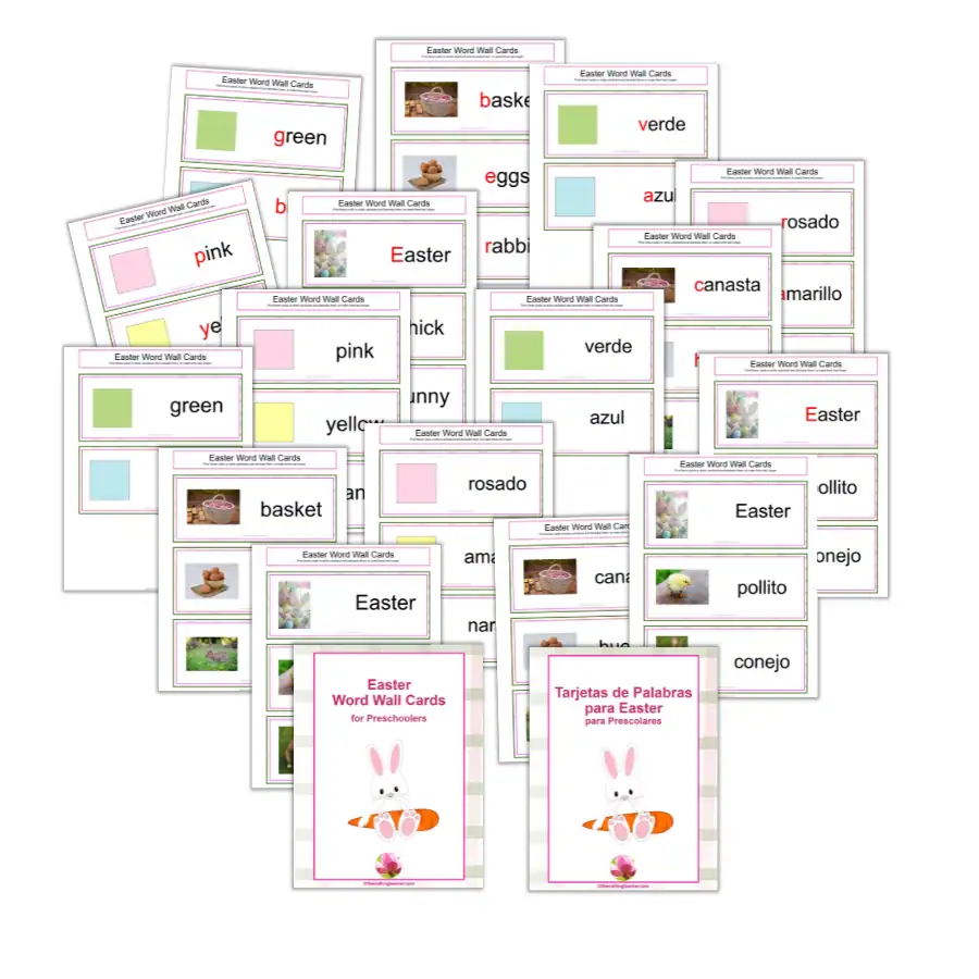 Easter Word Wall Cards - English & Spanish