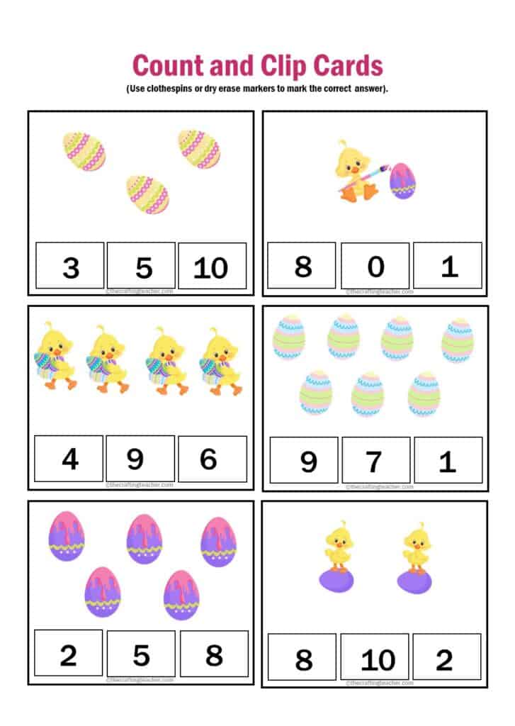 Easter Count and Clip Cards