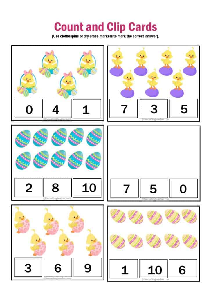 Easter Count and Clip Cards