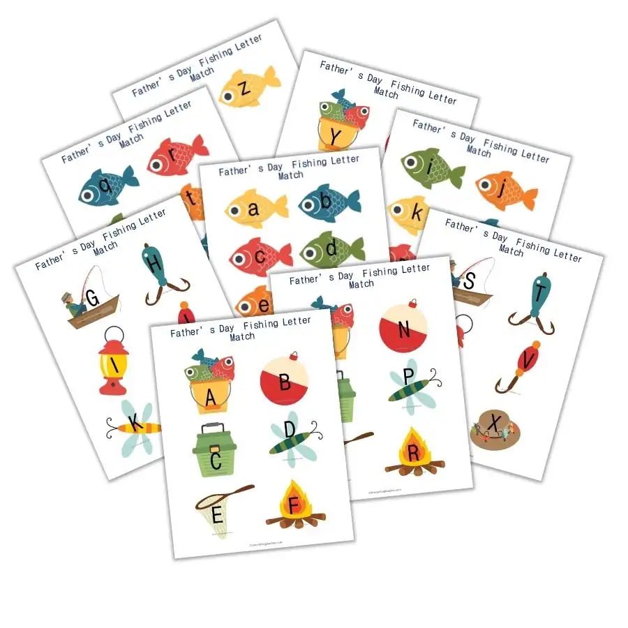 Father's Day Fishing Letter Match for Preschoolers