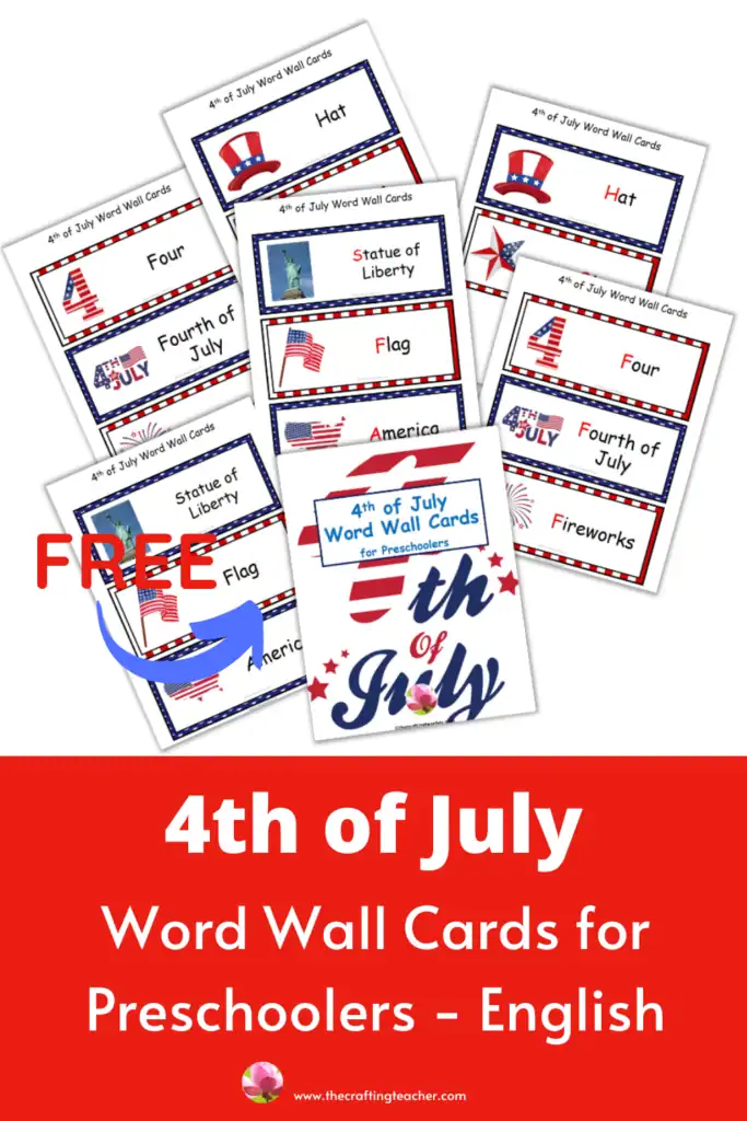 4th of July Word Wall Cards English