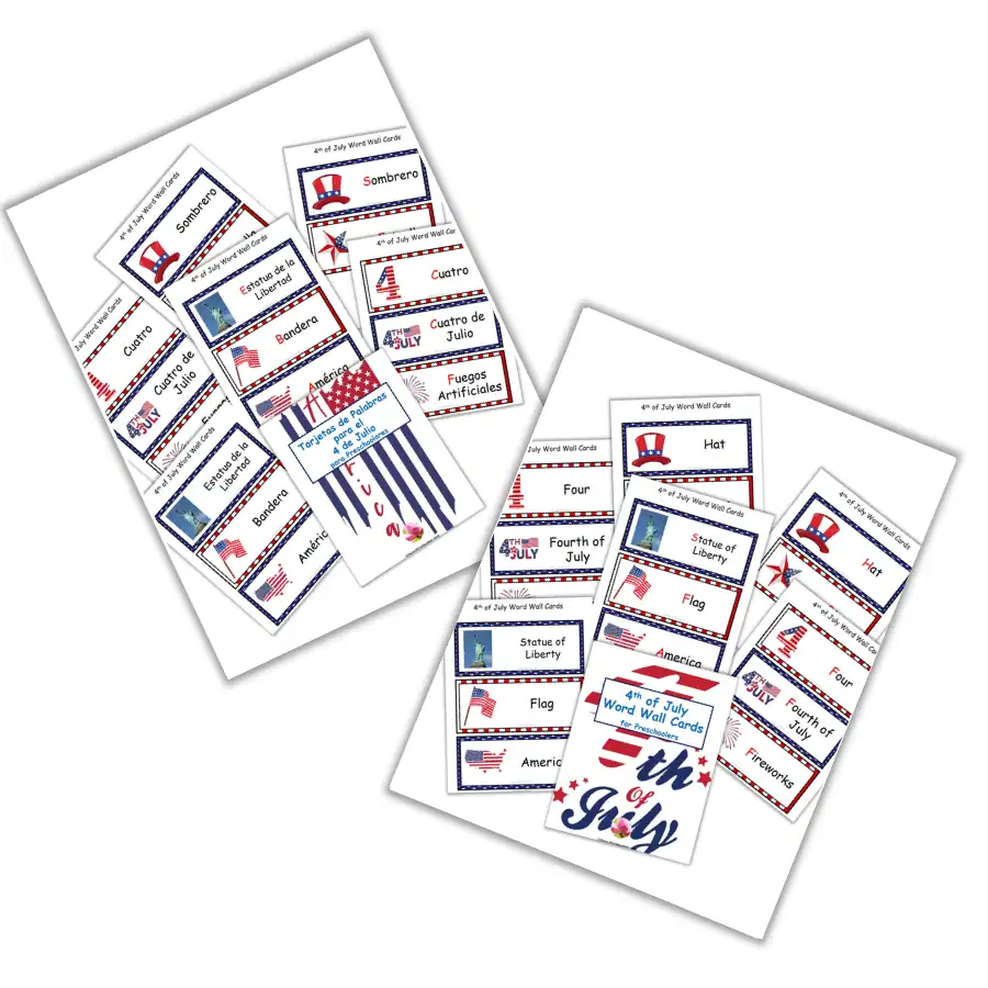 4th of July Word Wall Cards - English & Spanish (2)