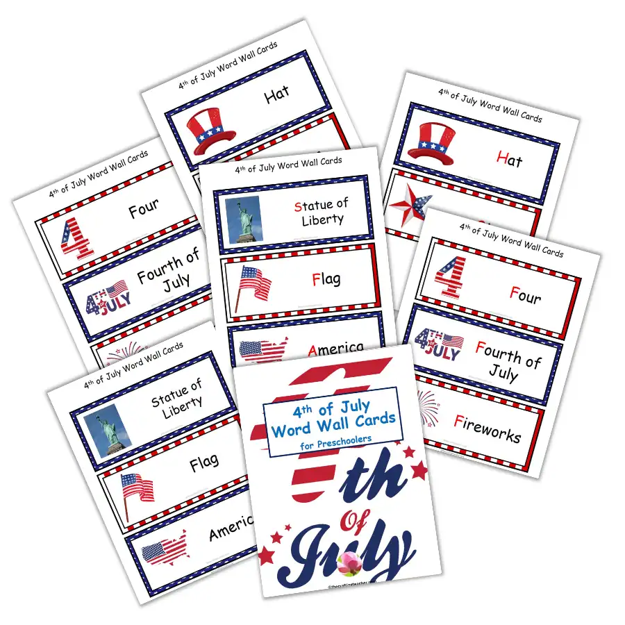 4th of July Word Wall Cards - English