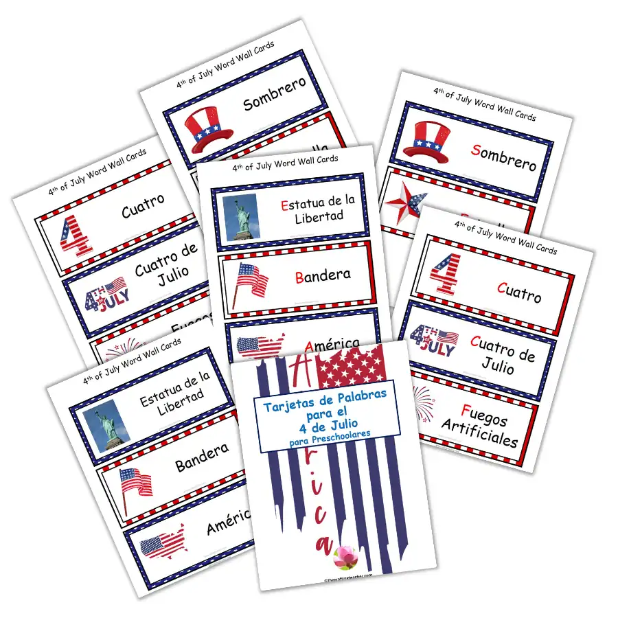 4th of July Word Wall Cards - Spanish