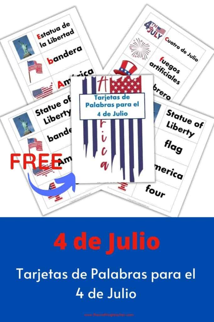 4th of July Word Wall Cards in Spanish 