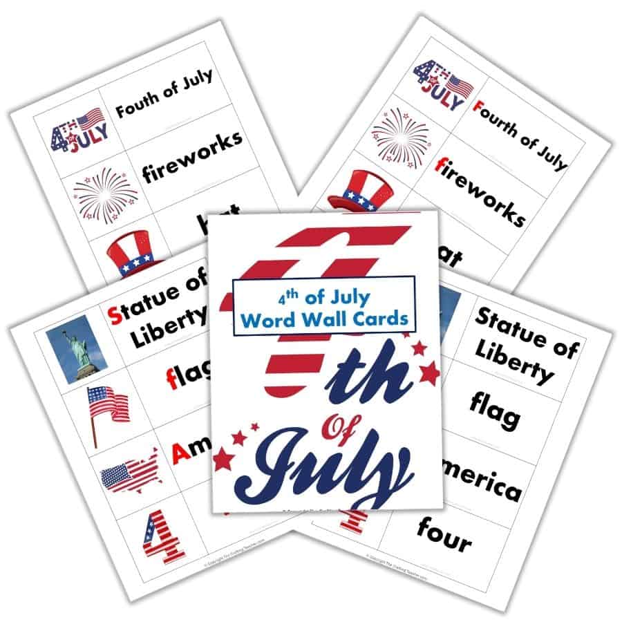 4th of July Word Wall Cards - English
