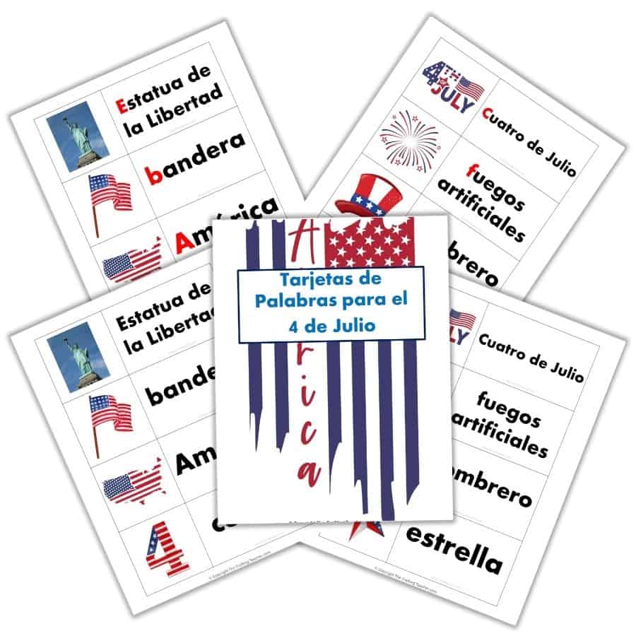 4th of July Word Wall Cards - Spanish