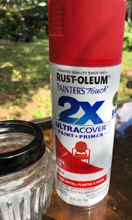 Rust-oleum spray paint for metals.
