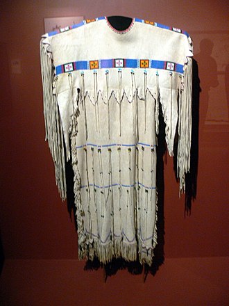 Photo of Cheyenne Beaded Dress taken from Wikipedia and originally from the Gilcrease Museum