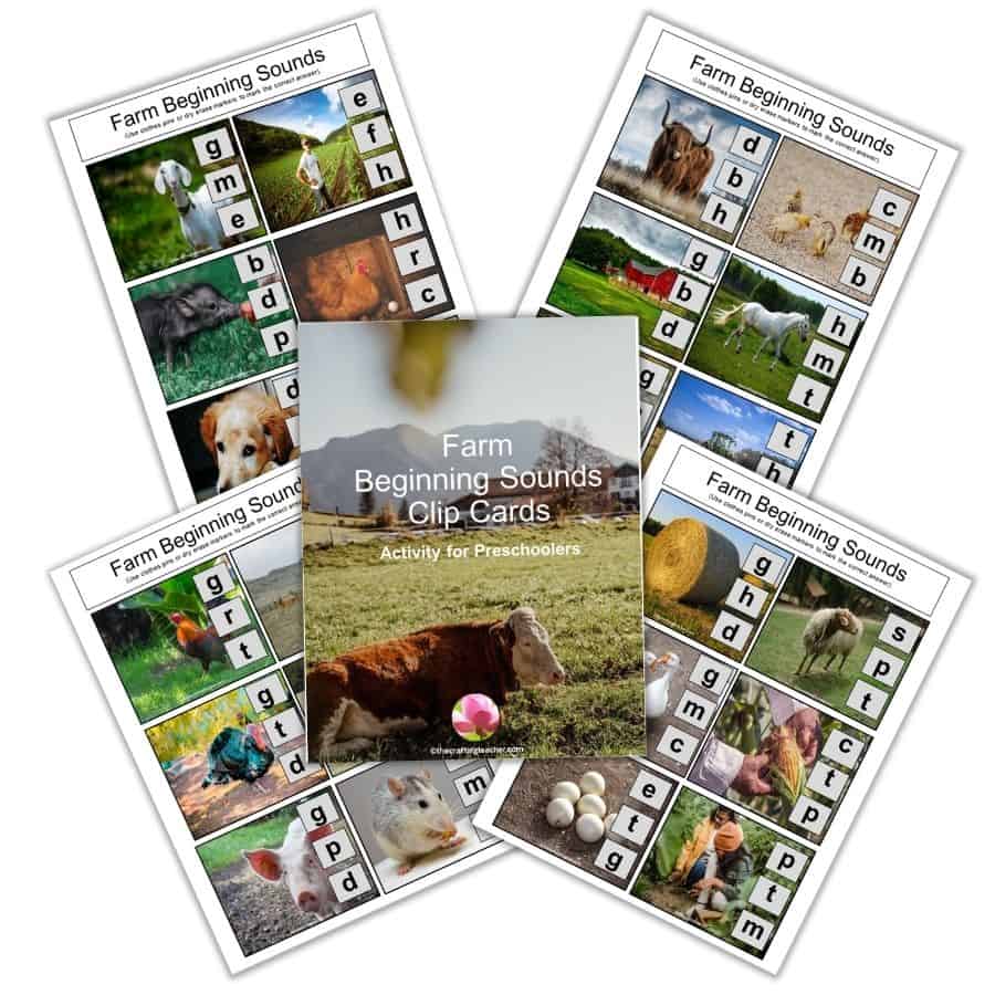 Farm Beginning Sounds Clip Cards