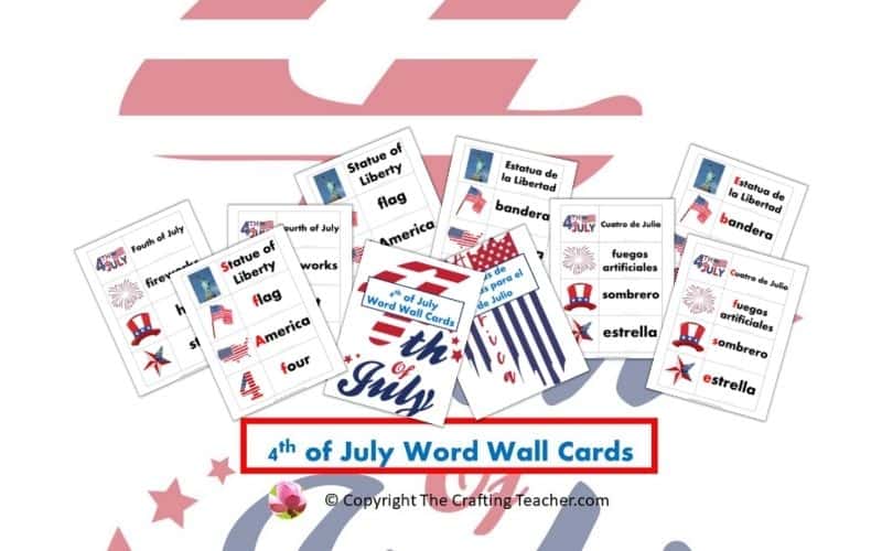 4th of July Word Wall Cards for Preschoolers