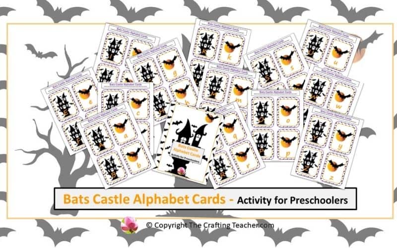 Bats Castle Alphabet Cards for Preschoolers