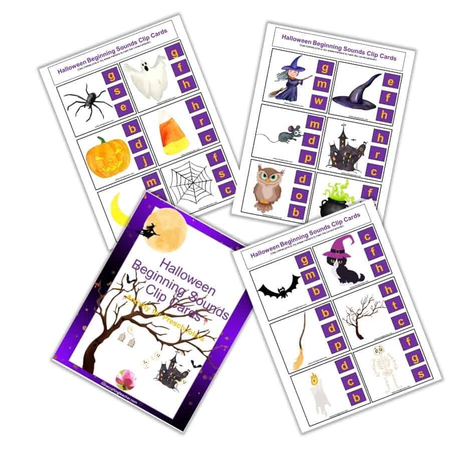 Halloween Beginning Sounds Clip Cards 