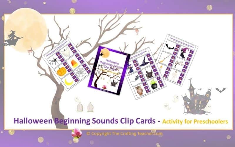 Halloween Beginning Sounds Clip Cards for Preschoolers