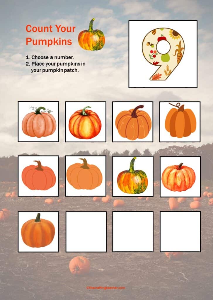 Pumpkin Patch Counting Mat - Simpler version