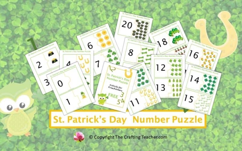 St. Patrick's Day Number Puzzles for Preschoolers