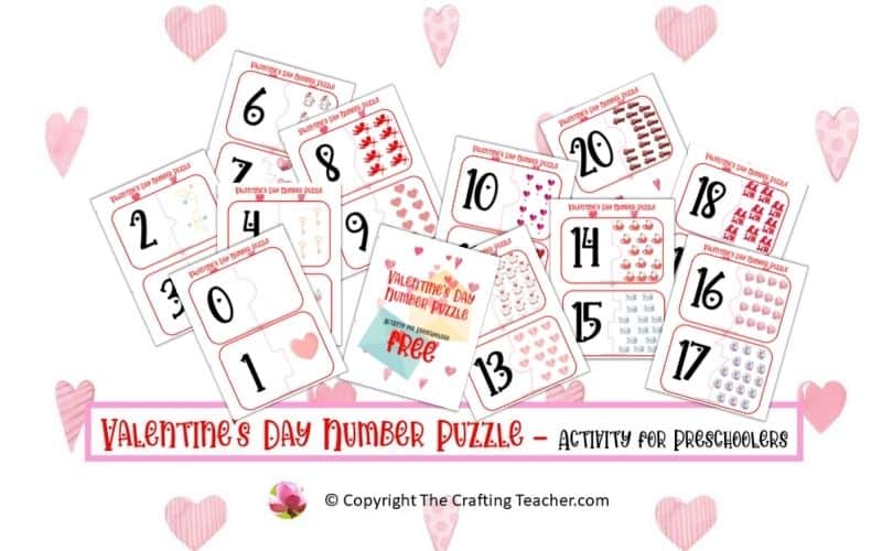 Valentine's Day Number Puzzles for Preschoolers