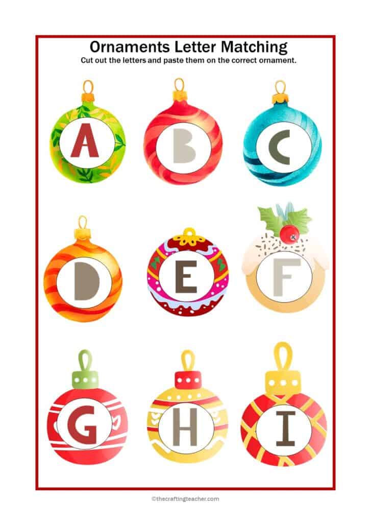Ornaments Letter Match A to I.