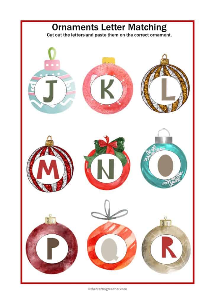 Ornaments Letter Match J to R.