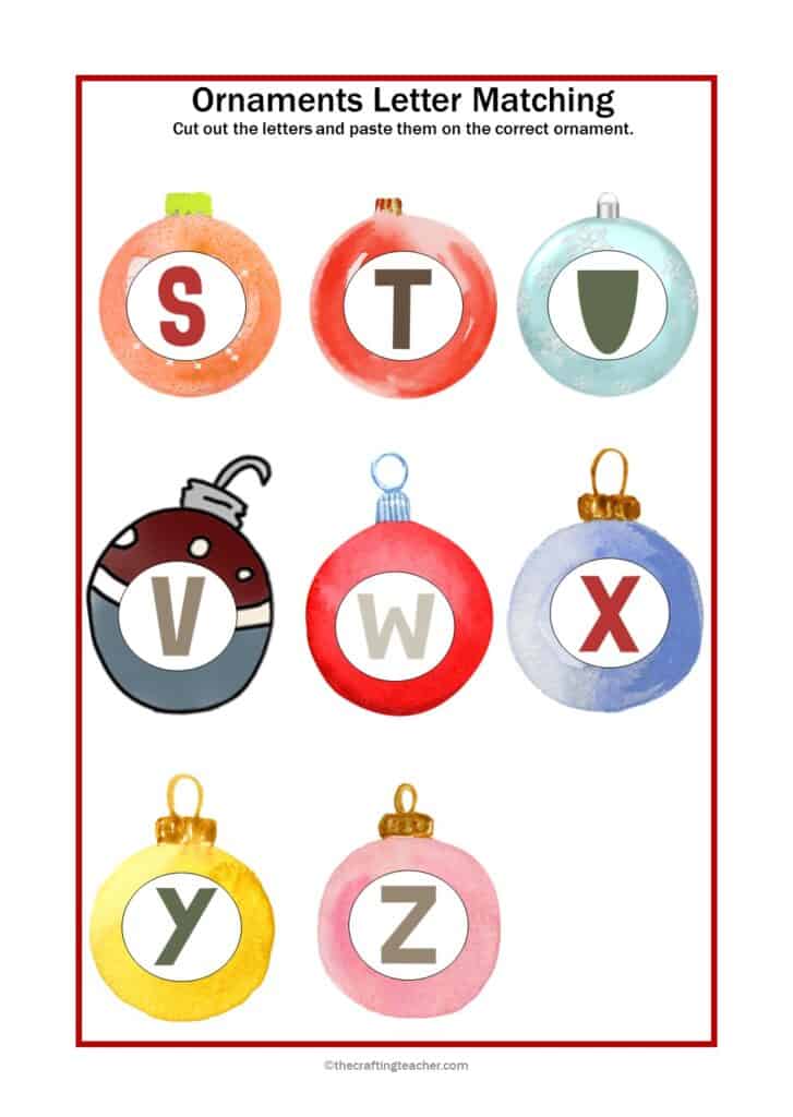 Ornaments Letter Match S to Z.