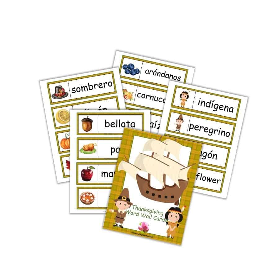 Thanksgiving Word Wall Cards - Spanish