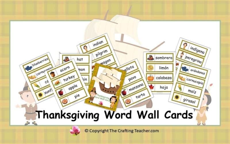 Thanksgiving Word Wall Cards for Preschoolers