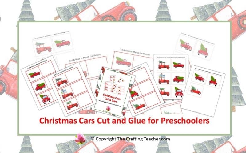 Christmas Cars Cut and Glue for Preschoolers