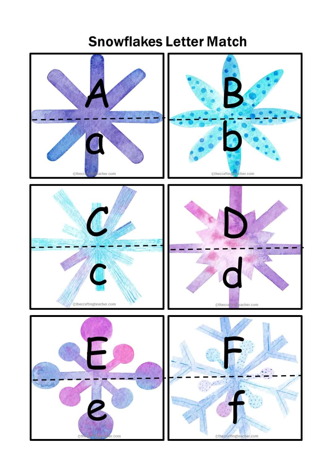 Snowflakes Letter Match for Preschoolers - The Crafting Teacher