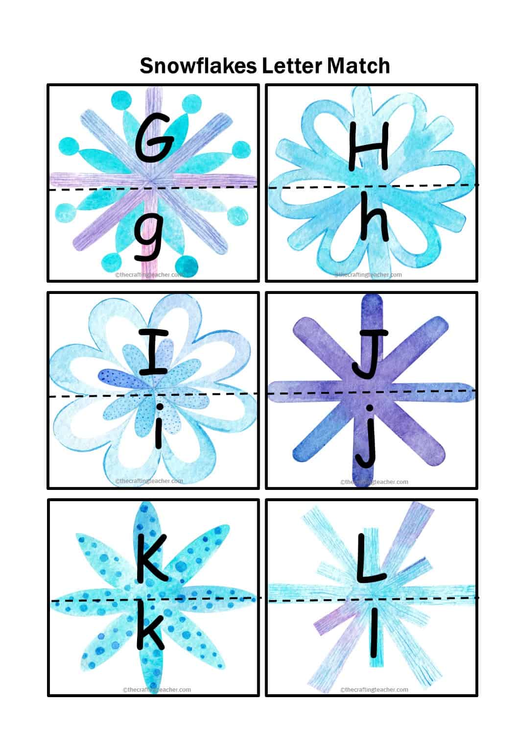 Snowflakes Letter Match For Preschoolers - The Crafting Teacher