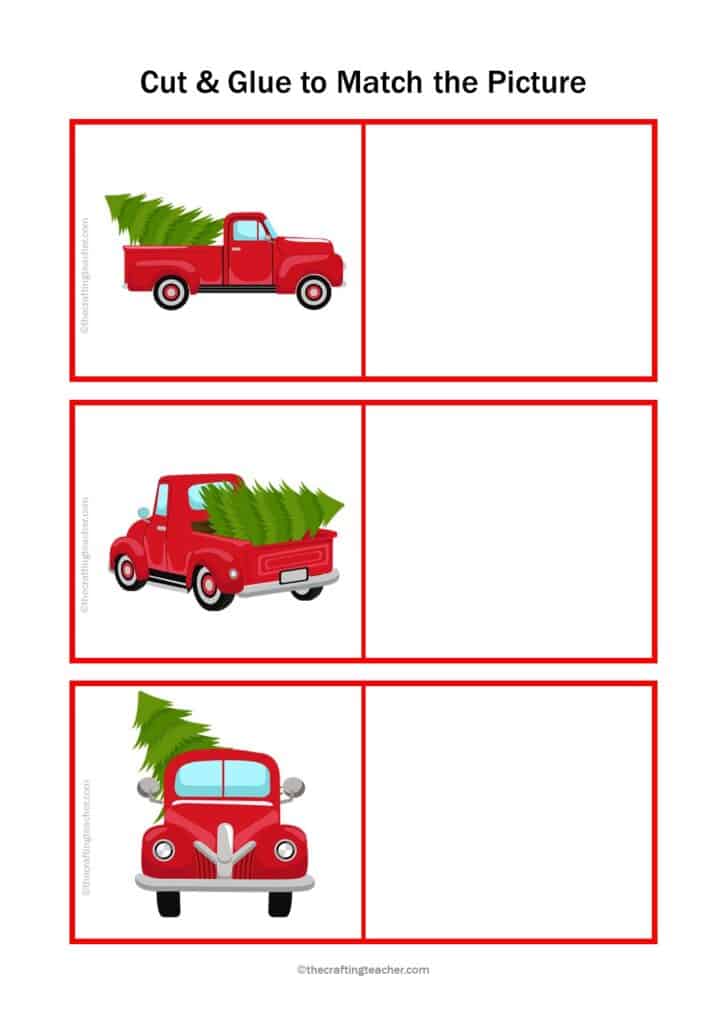 Christmas Cars Cut and Glue - Mat 2