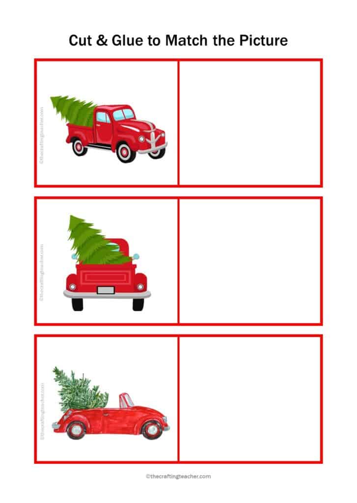 Christmas Cars Cut and Glue - Mat 3