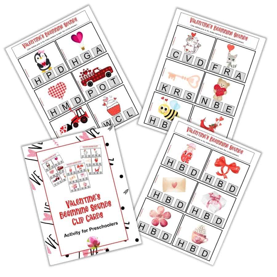 Valentine's Beginning Sound Clip Cards