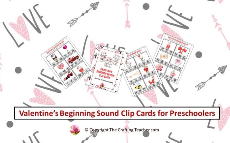 Valentine's Beginning Sound Clip Cards for Preschoolers