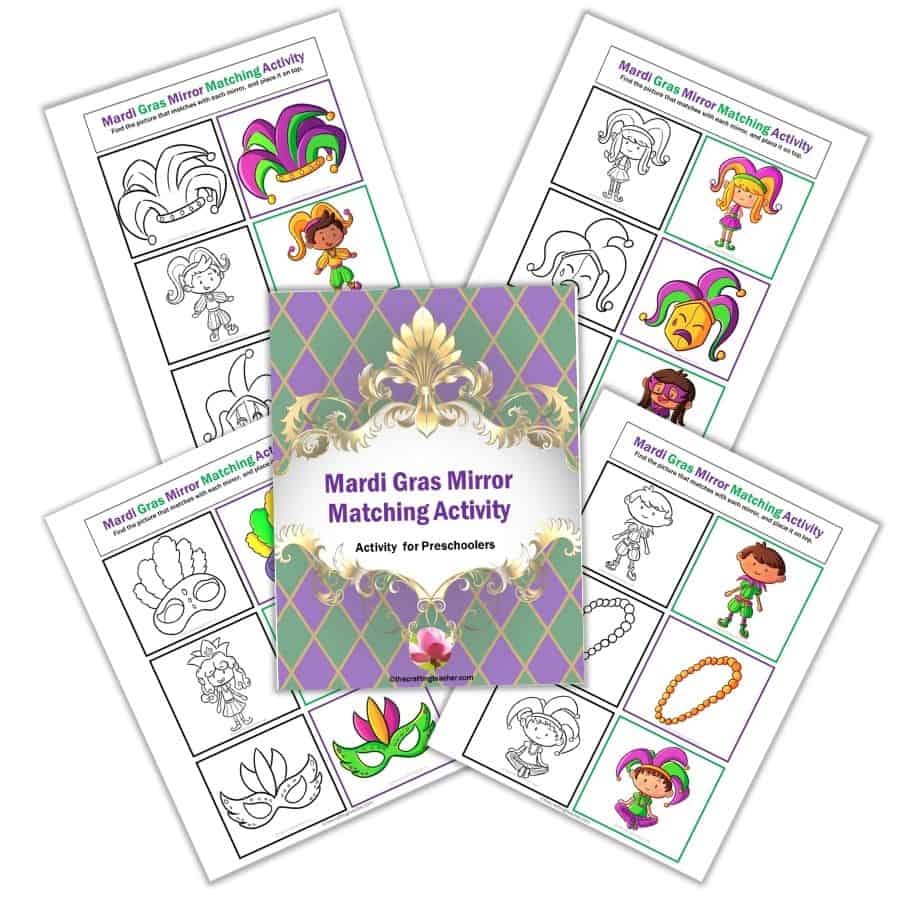 Mardi Gras Mirror Matching Activity for Preschoolers