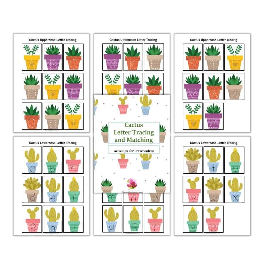 Cactus Letter Tracing and Matching Activity for Preschoolers