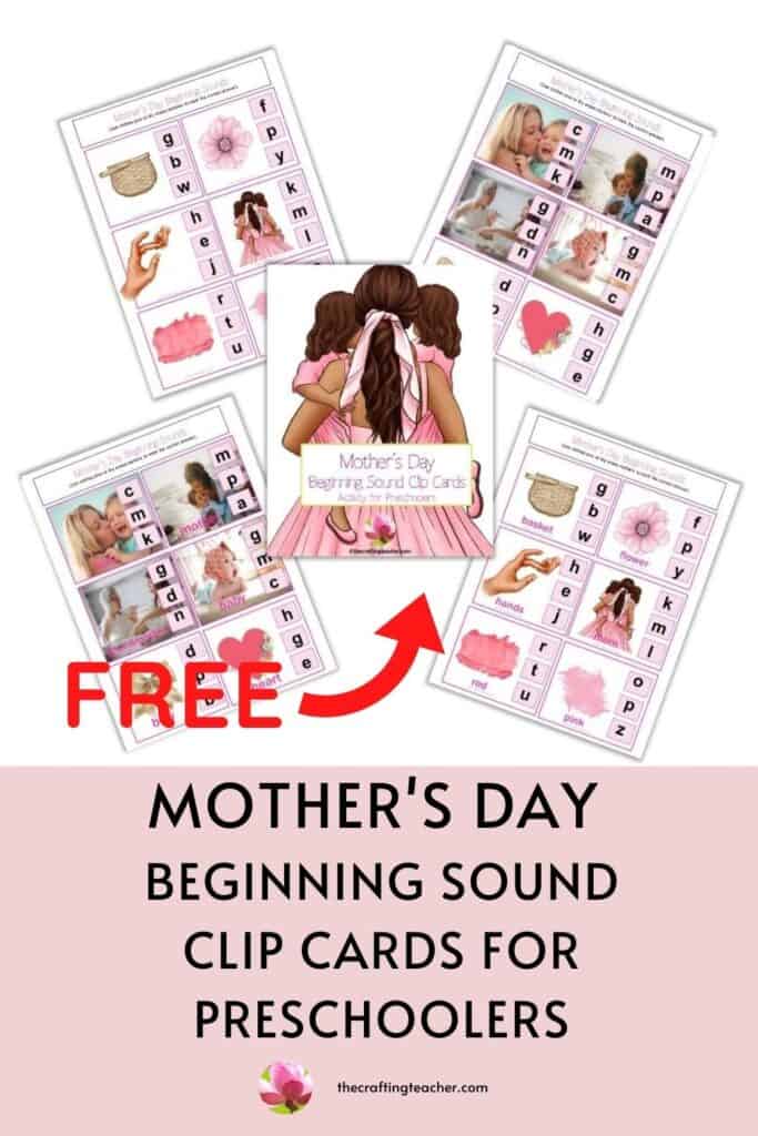 Mother's Day Beginning Sound Clip Cards for Preschoolers