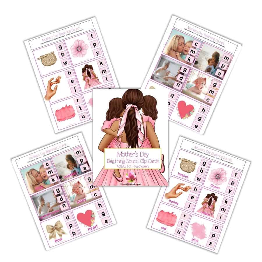Mother's Day Beginning Sound Clip Cards for Preschoolers 