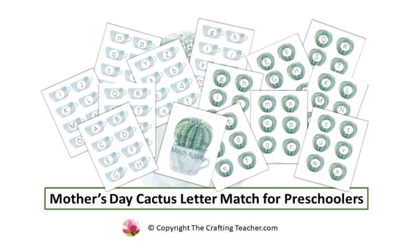 Mother's Day Cactus Letter Match for Preschoolers