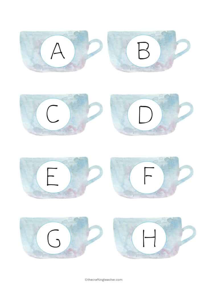 Mother's Day Cactus Letter Match Uppercase Cups Page 1