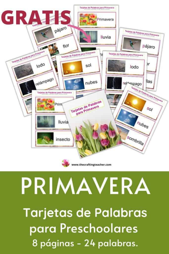 Spring Word Wall Cards in Spanish 