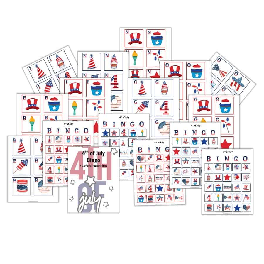 4th of July Bingo Game for Preschoolers - advanced version