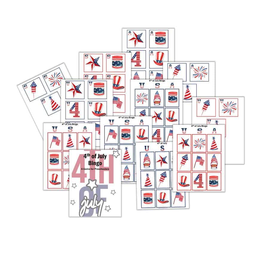 4th of July Bingo Game for Preschoolers - simpler version