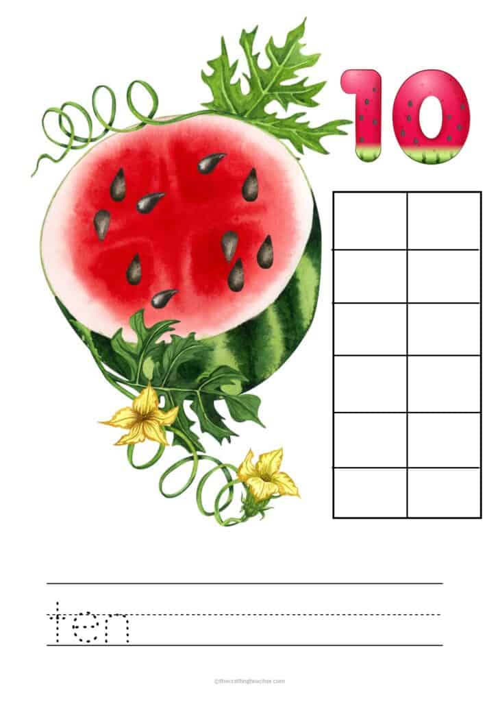 Watermelon #10 Counting Mat